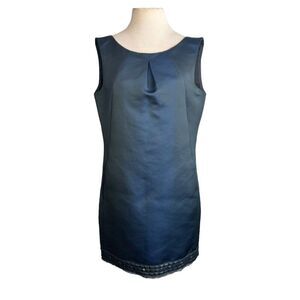 JENNI KAYNE dress Womens Medium Blue Black Shift Formal Embellished Pockets New